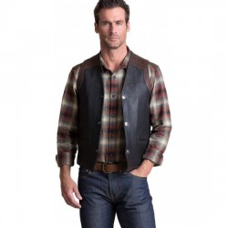 Men’s Vintage Blue Leather Vest | Sleeveless Biker Style Jacket